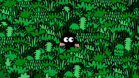 personaje escondido en arbustos